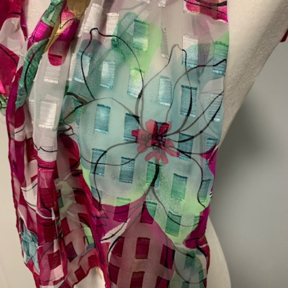 Scarf Floral Sheer Rectangle 13 X 56 - Picture 2 of 4